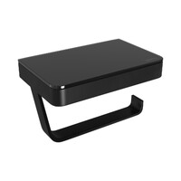 9722030 Держатель для туалетной бумаги GLASS LINE с полкой, ЧЁРНЫЙ/черное стекло LEMARK