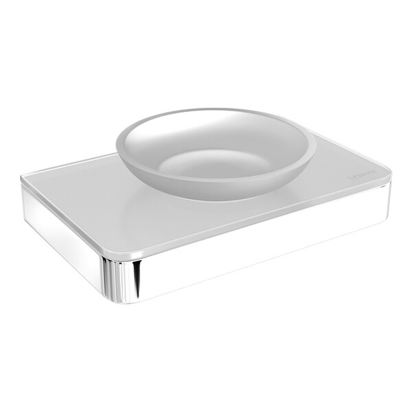 9741037 Мыльница GLASS LINE с держателем, хром/белое стекло LEMARK