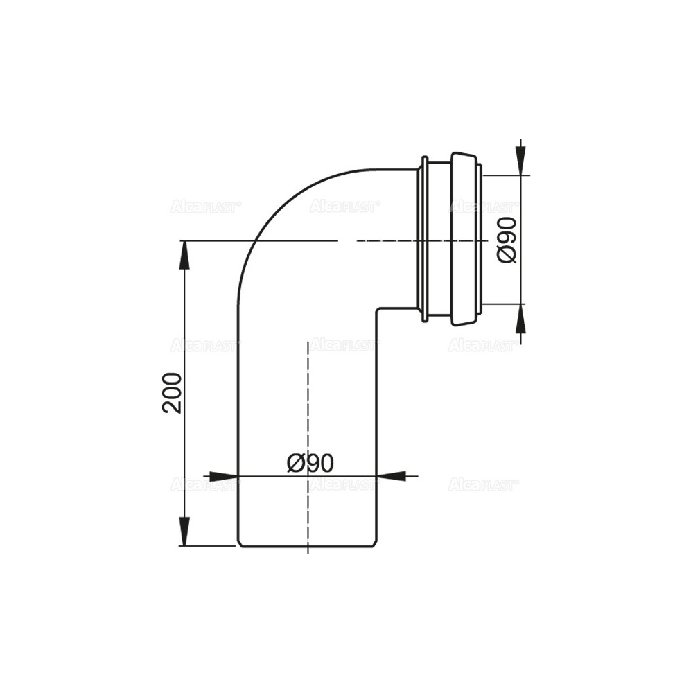 Колено стока (комплект) M908 для подключения подвесного унитаза к вертикальному выводу DN90/90 ALCAPLAST