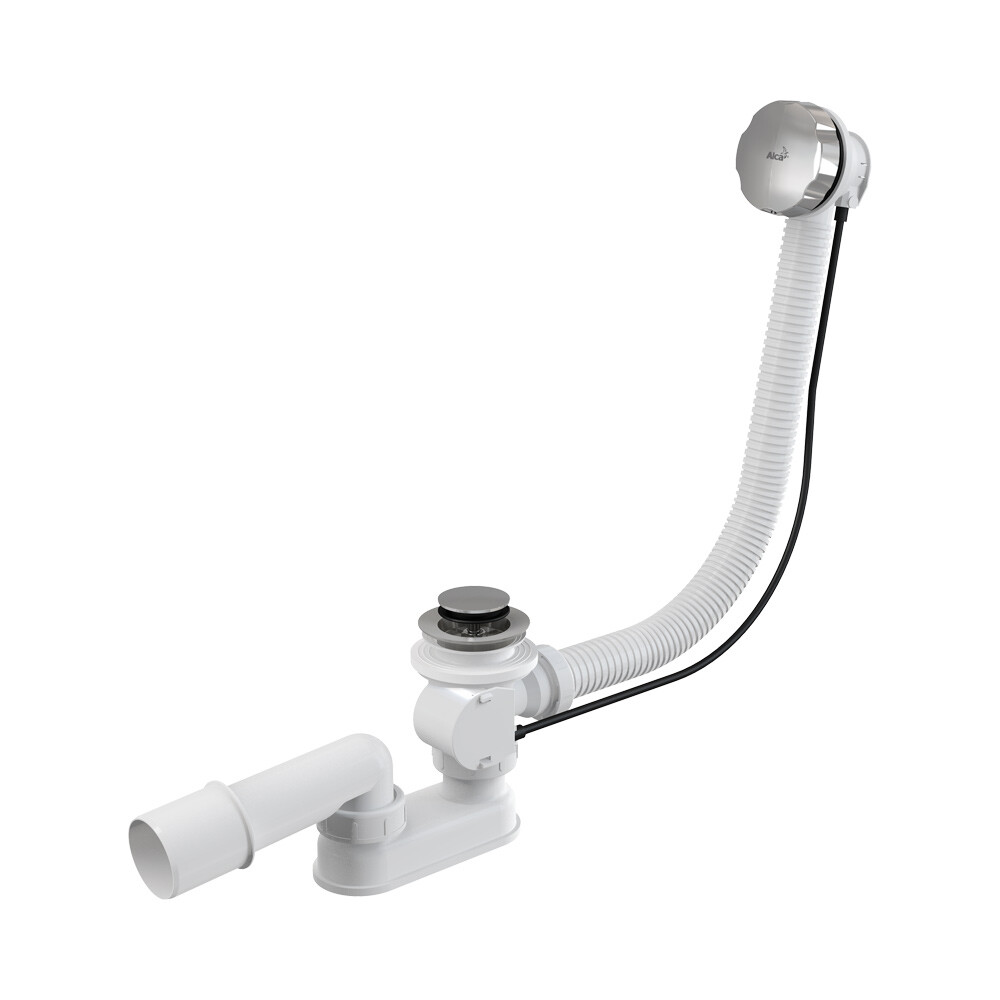 Сифон для ванны (обвязка) ALCAPLAST А55К-80-RU-01 (A55K-VE-01) автомат 80см металл/металл
