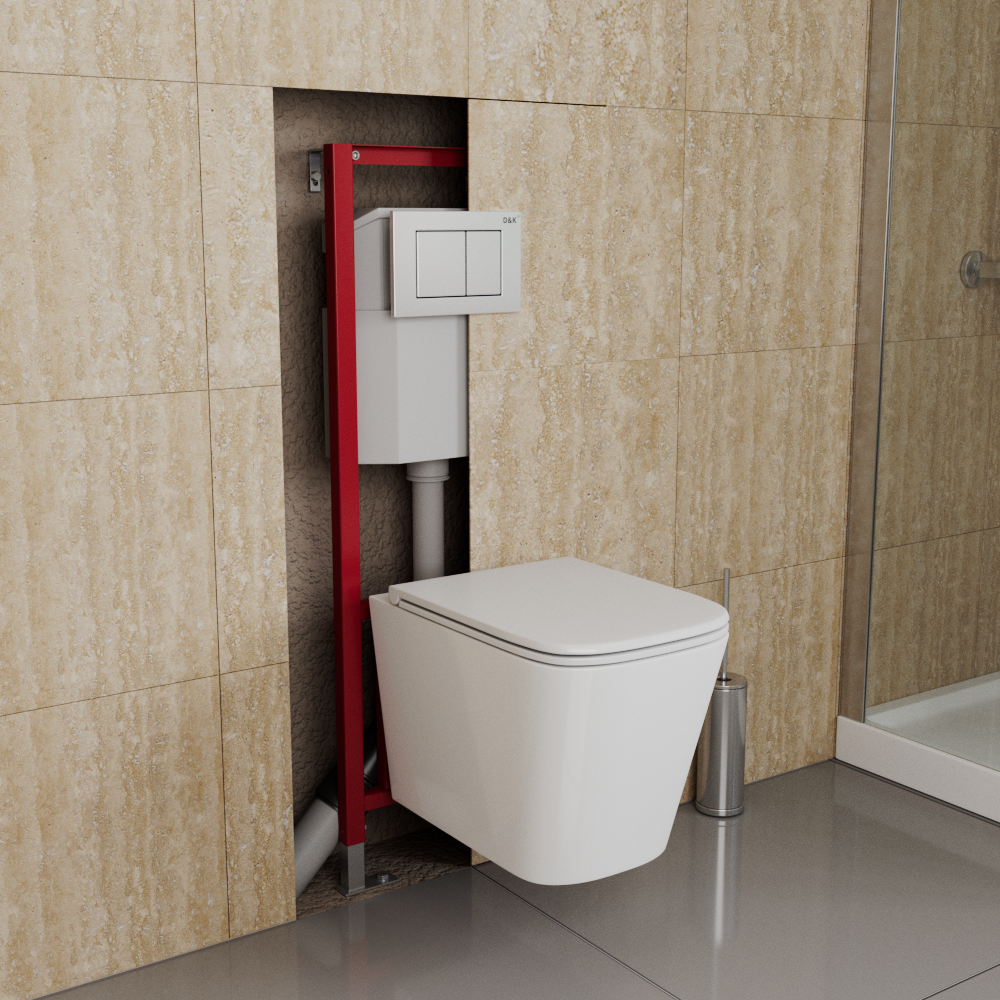 Инсталляция рамная скрытого монтажа D&K DI8640116  400*165*1160мм (комплект 2 в 1) + клавиша Белый