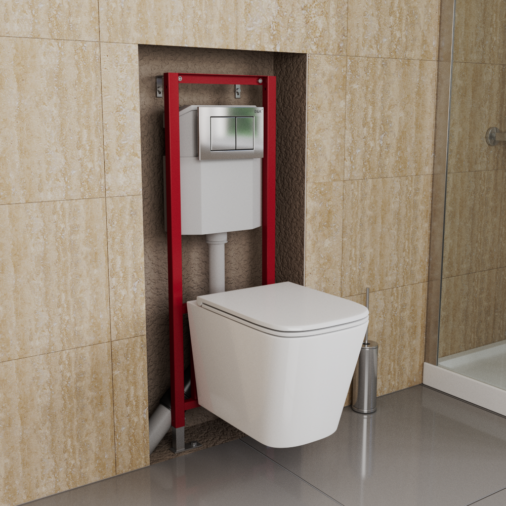 Инсталляция рамная скрытого монтажа D&K DI8140116, 400*165*1160мм (комплект 2 в 1) + клавиша Хром   СНИЖЕНА ЦЕНА !!!