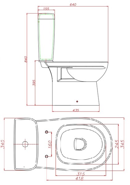 Унитаз-компакт "Альбано" БЕЗОБОДКОВЫЙ ЖС Белый (сиденье DP, 2х реж., прям вып ) КЕРАМИН 467306