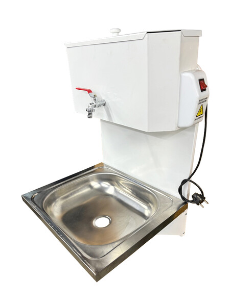 Умывальник навесной с ЭВН (нерж. мойка 40*50,V-бака 17л.) 1,25кВт БЕЛЫЙ, кран силумин (2 места)