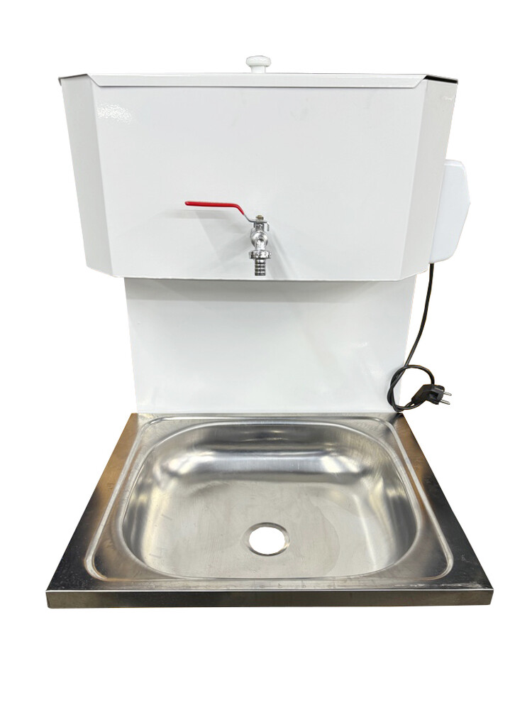 Умывальник навесной с ЭВН (нерж. мойка 40*50,V-бака 17л.) 1,25кВт БЕЛЫЙ, кран силумин (2 места)