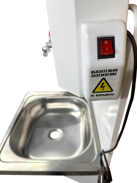 Умывальник навесной с ЭВН (нерж. мойка 40*50,V-бака 17л.) 1,25кВт БЕЛЫЙ, кран силумин (2 места)