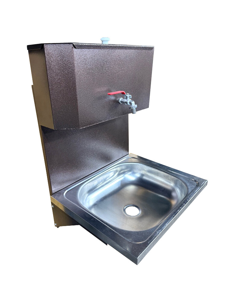 Умывальник навесной с ЭВН (нерж. мойка 40*50,V-бака 17л.) 1,25кВт МЕДЬ, кран силумин (2 места)