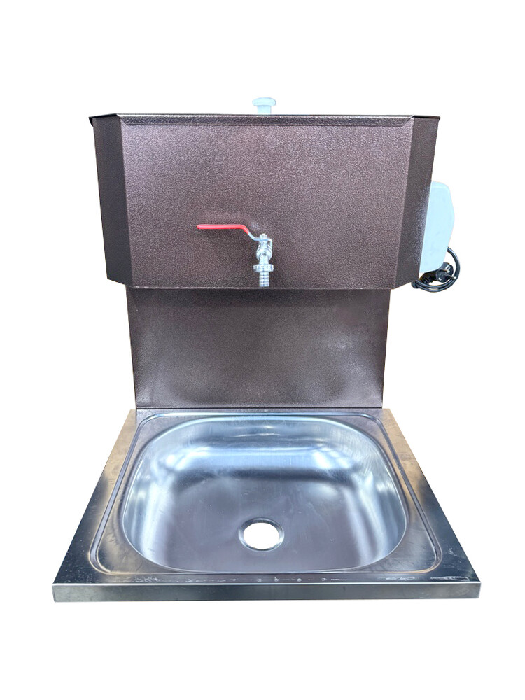 Умывальник навесной с ЭВН (нерж. мойка 40*50,V-бака 17л.) 1,25кВт МЕДЬ, кран силумин (2 места)