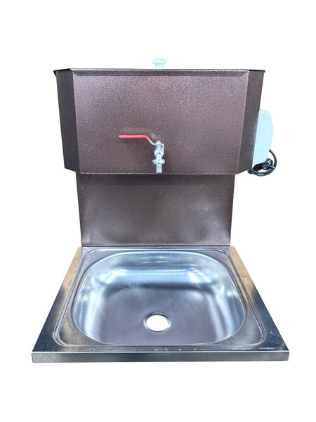 Умывальник навесной с ЭВН (нерж. мойка 40*50,V-бака 17л.) 1,25кВт МЕДЬ, кран силумин (2 места)