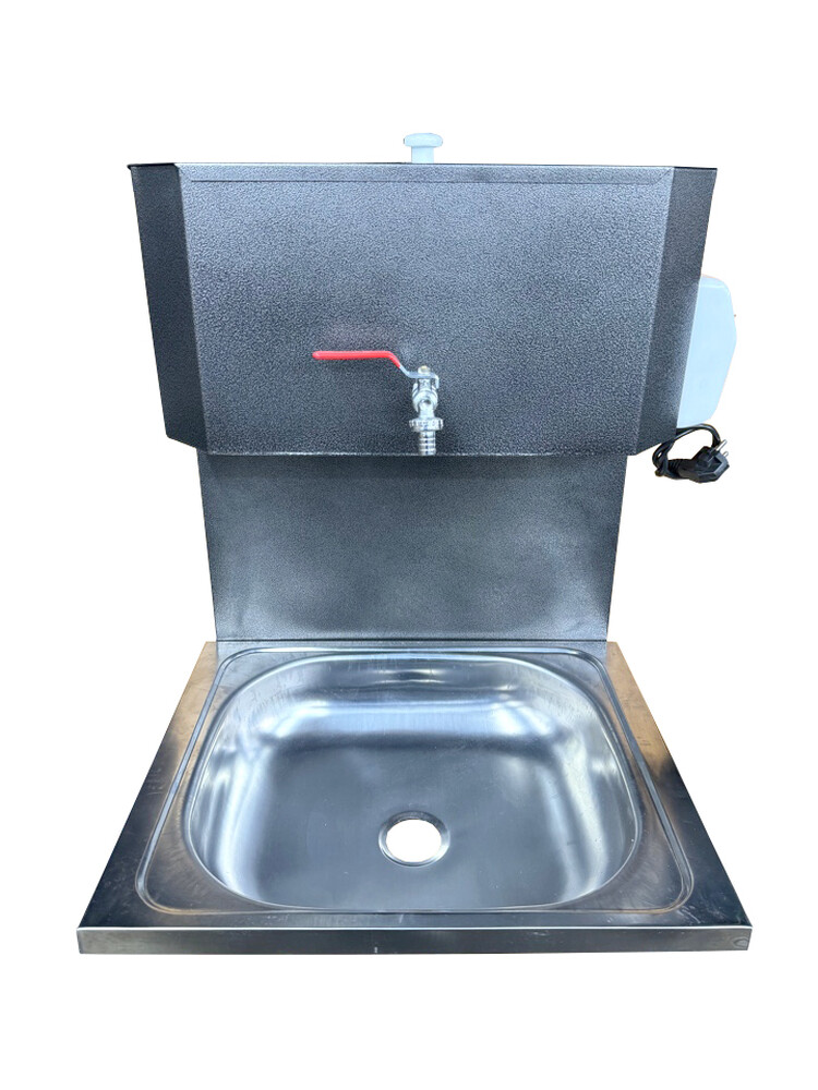 Умывальник навесной с ЭВН (нерж. мойка 40*50,V-бака 17л.) 1,25кВт СЕРЕБРО, кран силумин (2 места)