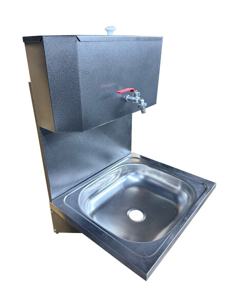 Умывальник навесной с ЭВН (нерж. мойка 40*50,V-бака 17л.) 1,25кВт СЕРЕБРО, кран силумин (2 места)