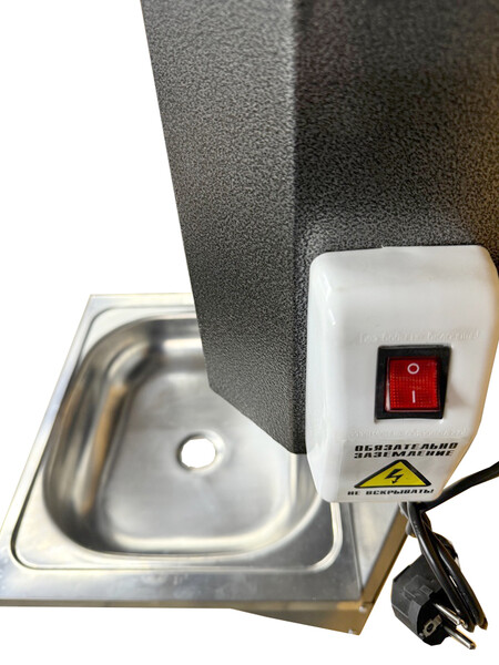 Умывальник навесной с ЭВН (нерж. мойка 40*50,V-бака 17л.) 1,25кВт СЕРЕБРО, кран силумин (2 места)