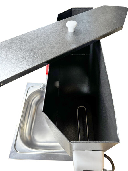 Умывальник навесной с ЭВН (нерж. мойка 40*50,V-бака 17л.) 1,25кВт СЕРЕБРО, кран силумин (2 места)