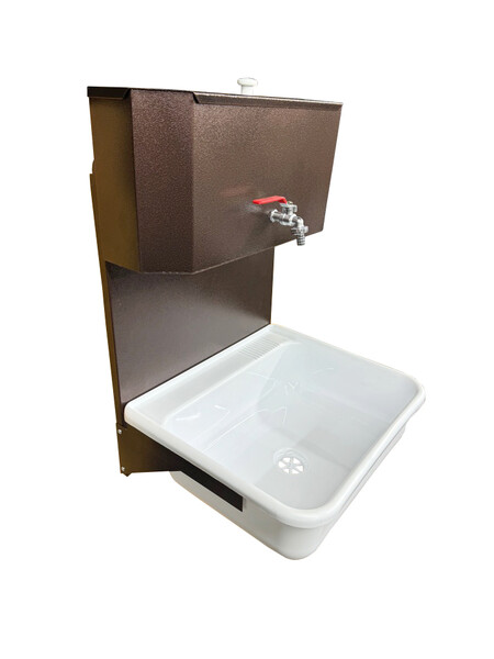 Умывальник навесной с ЭВН (пластмас. мойка 40*50,V-бака 17л.) 1,25кВт МЕДЬ, кран силумин (2 места)