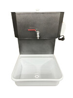 Умывальник навесной с ЭВН (пластмас. мойка 40*50,V-бака 17л.) 1,25кВт СЕРЕБРО, кран силумин (2 места)