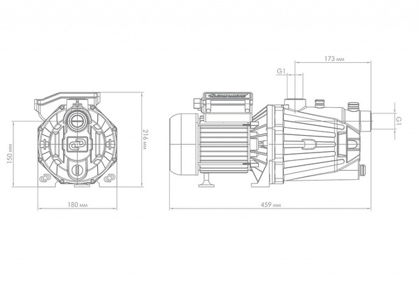Насос поверхностный ДЖИЛЕКС Джамбо 70/50 П 2.0. (1,1 кВт 70 л/мин, глубина всасывания 9м, выс. подъема 50м, пластик. корп.) 3006