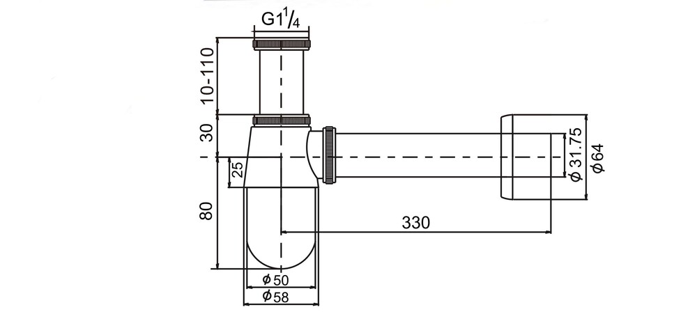 Сифон D&K для умывальника DC9071, хром