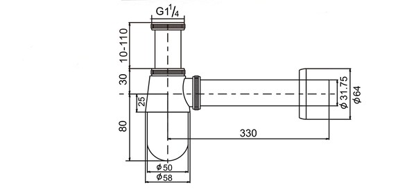  Сифон D&K для умывальника DC9071, хром