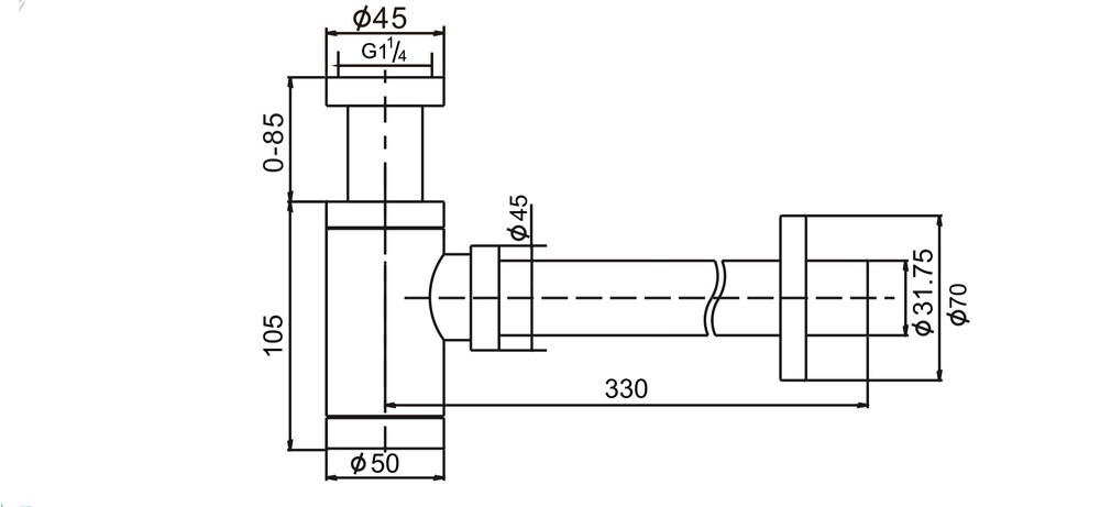  Сифон D&K для умывальника DC907425, черный