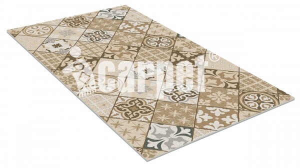 Коврик вырезной icarpet PRINT антискользящий (137) "Плитка Карфаген" 60х100 бежевый с серым