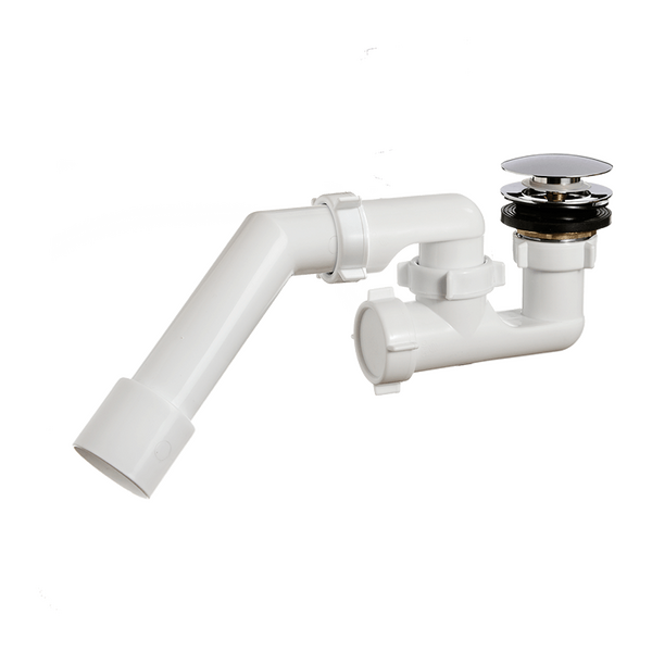 А-25587 Сифон для душ. поддона ОРИО 1 1/2х40 регулир. "клик-клак", с переход. трубой 45 град. 40-40/50