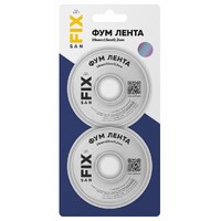 ФУМ-лента вода SANFIX 19мм х 15м х 0,2мм х 0,3г/см3, 76/25 мм, в упаковке БЛИСТЕР по 2 шт,