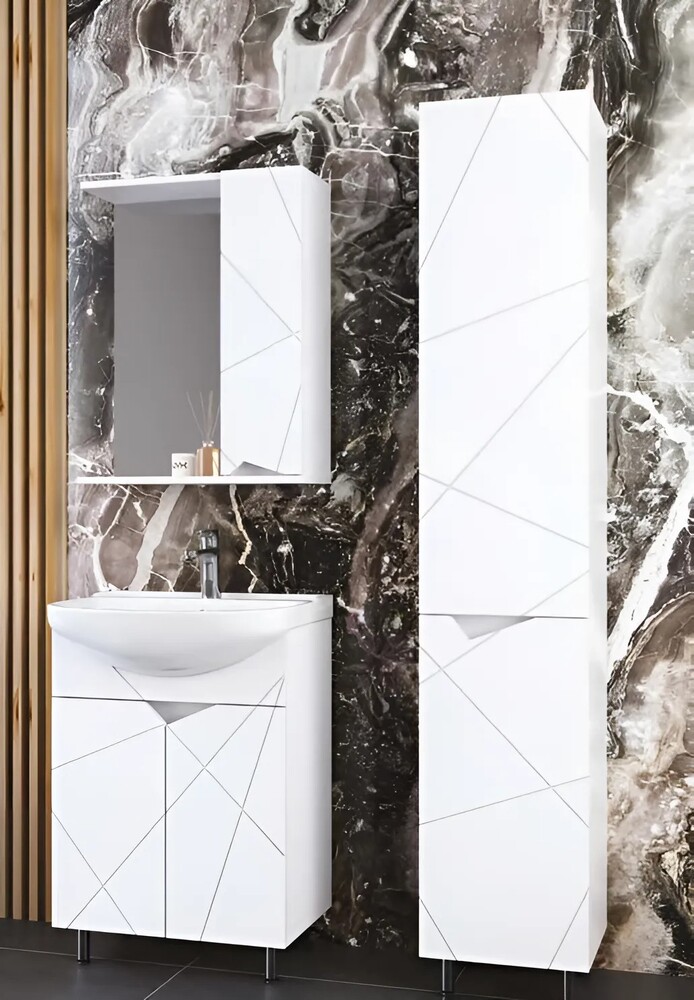 Зеркало-шкаф SANTREK HOME "Джой-80" (Белый глянец) Правый 820х700х175