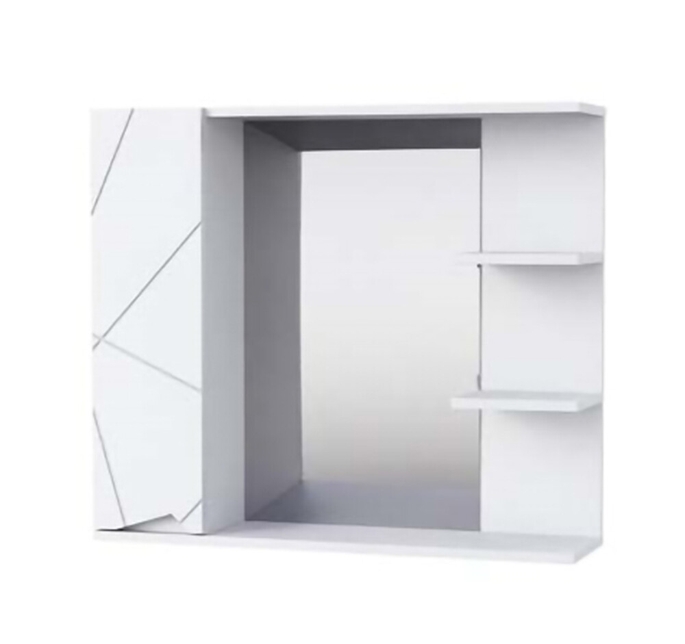 Зеркало-шкаф SANTREK HOME "Джой-80" (Белый глянец) Левый 820х700х175