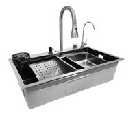   Мойка нерж врезная 800х450х220 т3,0 ГРАФИТ HB8045FB +6 (+ сифон) SANTREK AQUA + Подарок (Колландер, фруктов, доска, 2 смесителя, ополаск)  АКЦИЯ !!!