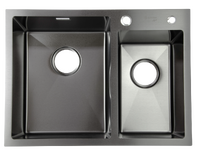 Мойка нерж врезная SANTREK AQUA PRO 650х480х220 т 3,0  1,5 ЧАШИ ГРАФИТ D6548HDB (+ сифон + дозатор) + КОЛАНДЕР 460х220 В ПОДАРОК!!!