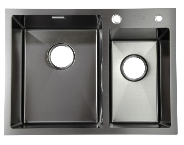 Мойка нерж врезная SANTREK AQUA PRO 650х480х220 т 3,0 1,5 ЧАШИ ГРАФИТ D6548HDB (+ сифон + дозатор) + КОЛАНДЕР 460х220 В ПОДАРОК!!!