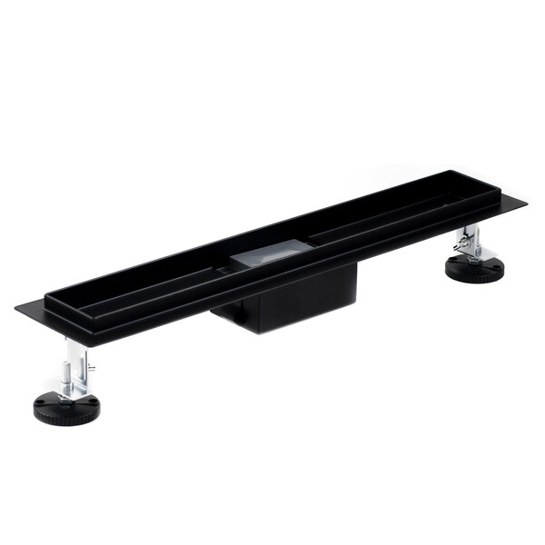 Линейный душевой трап SANTREK AQUA  A-70500 BLACK нерж 70*500мм (неповоротный горизонтальный выпуск, ф40)  черный матовый, сухой затвор и гидрозатвор