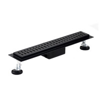 Линейный душевой трап SANTREK AQUA  A-70500 BLACK нерж 70*500мм (неповоротный горизонтальный выпуск, ф40)  черный матовый, сухой затвор и гидрозатвор