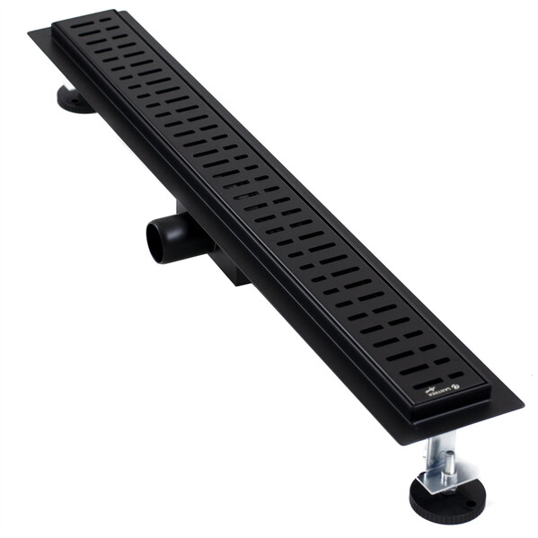 Линейный душевой трап SANTREK  A-70700 BLACK нерж 70*700мм (неповоротный горизонтальный выпуск, ф40)  черный матовый, сухой затвор и гидрозатвор