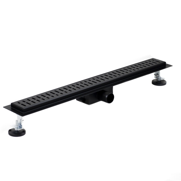 Линейный душевой трап SANTREK AQUA  A-70700 BLACK нерж 70*700мм (неповоротный горизонтальный выпуск, ф40)  черный матовый, сухой затвор и гидрозатвор