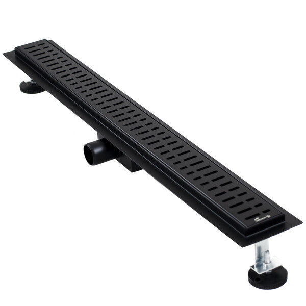 Линейный душевой трап SANTREK  A-70800 BLACK нерж 70*800мм (неповоротный горизонтальный выпуск, ф40)  черный матовый, сухой затвор и гидрозатвор