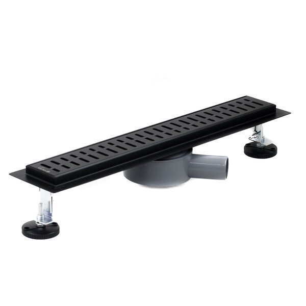Линейный душевой трап SANTREK AQUA  С-70500 BLACK нерж 70*500мм (горизонтальный выпуск 360 гр, ф40)  черный матовый, сухой затвор и гидрозатвор
