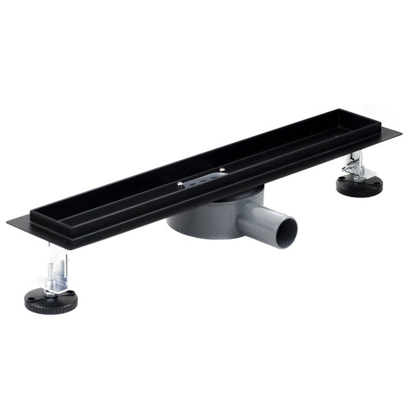 Линейный душевой трап SANTREK  С-70500 BLACK нерж 70*500мм (горизонтальный выпуск 360 гр, ф40)  черный матовый, сухой затвор и гидрозатвор