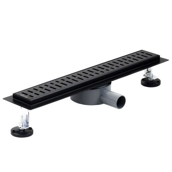 Линейный душевой трап SANTREK  С-70500 BLACK нерж 70*500мм (горизонтальный выпуск 360 гр, ф40)  черный матовый, сухой затвор и гидрозатвор