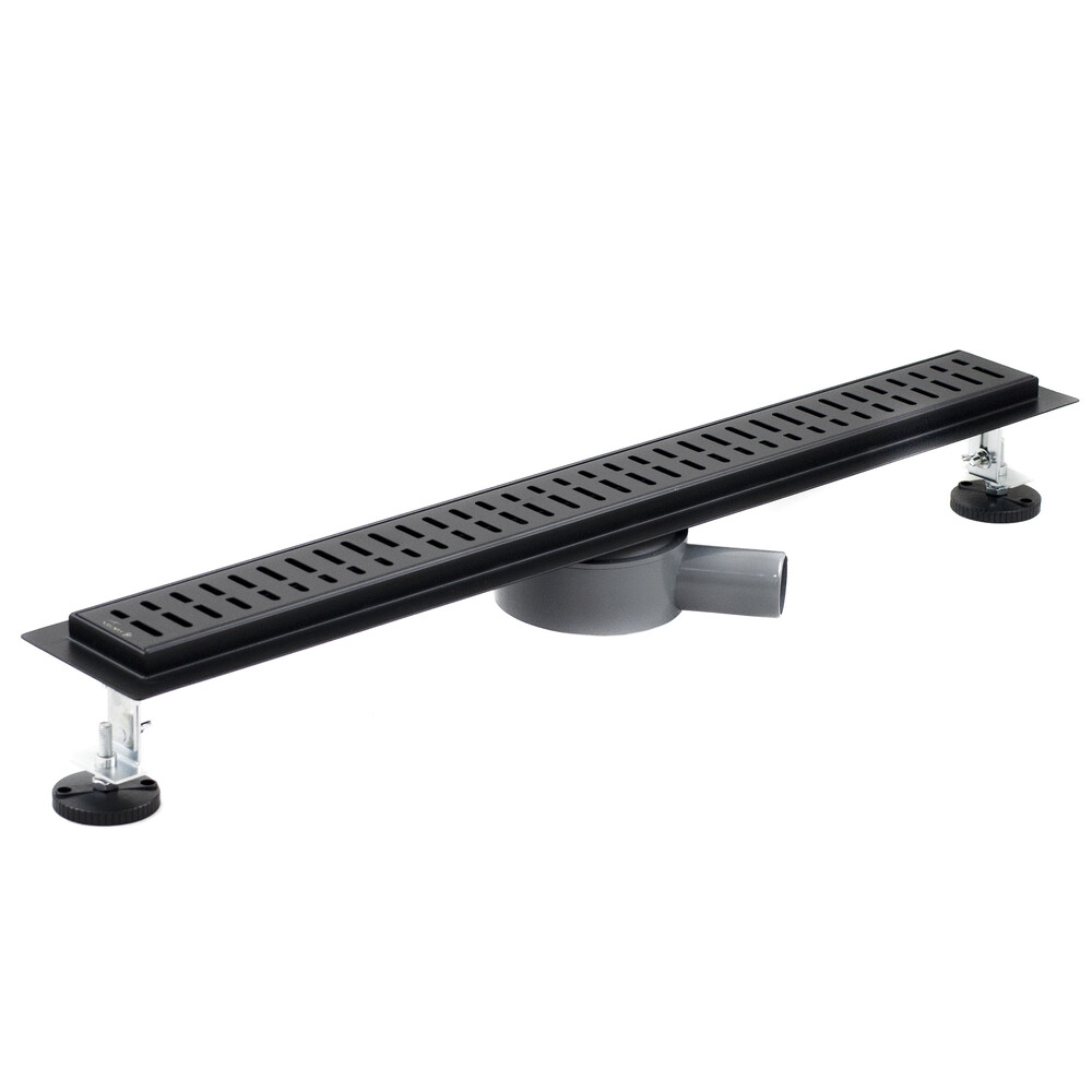 Линейный душевой трап SANTREK AQUA  С-70700 BLACK нерж 70*700мм (горизонтальный выпуск 360 гр, ф40)  черный матовый,сухой затвор и гидрозатвор