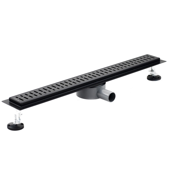 Линейный душевой трап SANTREK AQUA  С-70700 BLACK нерж 70*700мм (горизонтальный выпуск 360 гр, ф40)  черный матовый,сухой затвор и гидрозатвор