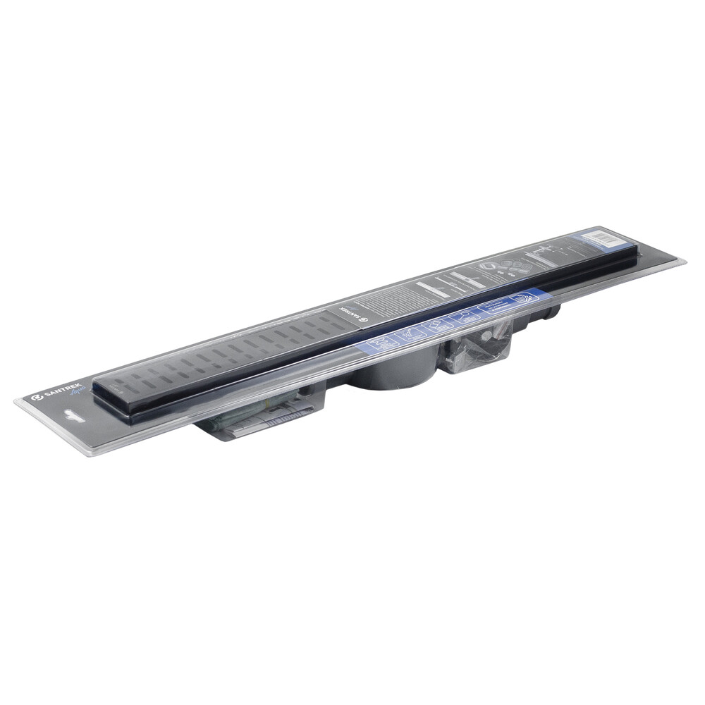 Линейный душевой трап SANTREK AQUA  С-70700 BLACK нерж 70*700мм (горизонтальный выпуск 360 гр, ф40)  черный матовый,сухой затвор и гидрозатвор