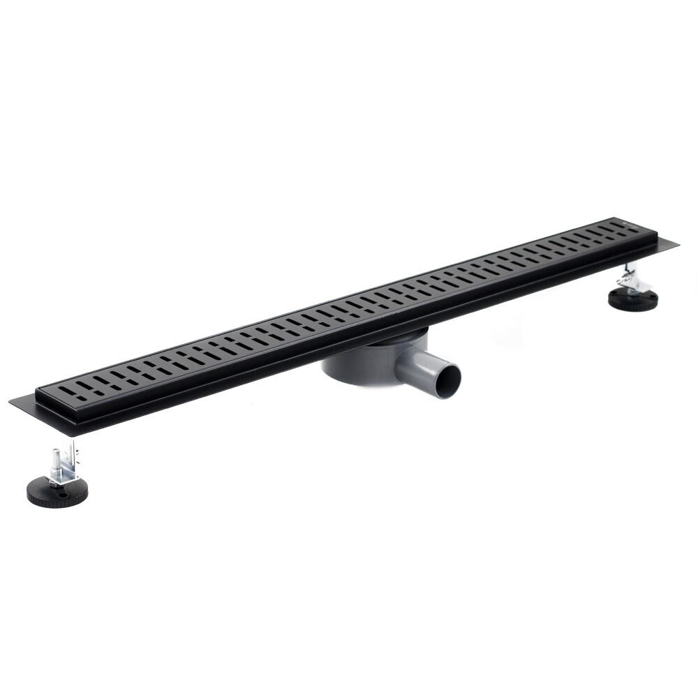 Линейный душевой трап SANTREK AQUA  С-70800 BLACK нерж 70*800мм (горизонтальный выпуск 360 гр, ф40)  черный матовый, сухой затвор и гидрозатвор