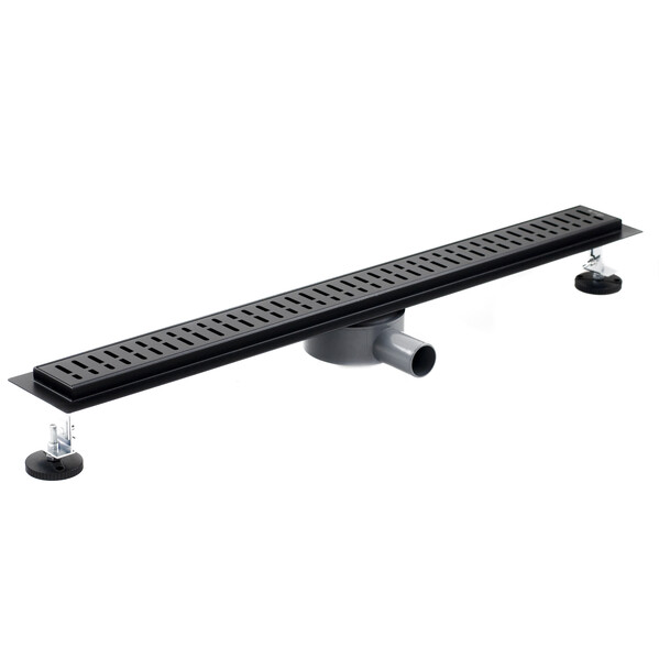 Линейный душевой трап SANTREK AQUA  С-70800 BLACK нерж 70*800мм (горизонтальный выпуск 360 гр, ф40)  черный матовый, сухой затвор и гидрозатвор