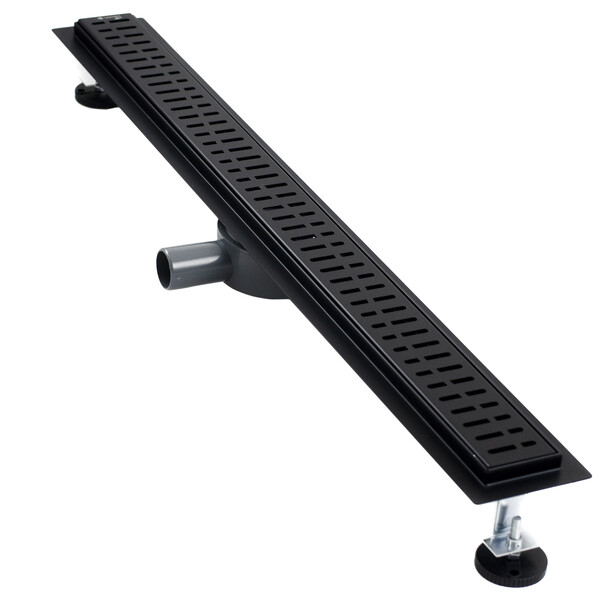 Линейный душевой трап SANTREK  С-70900 BLACK нерж 70*900мм (горизонтальный выпуск 360 гр, ф40)  черный матовый, сухой затвор и гидрозатвор