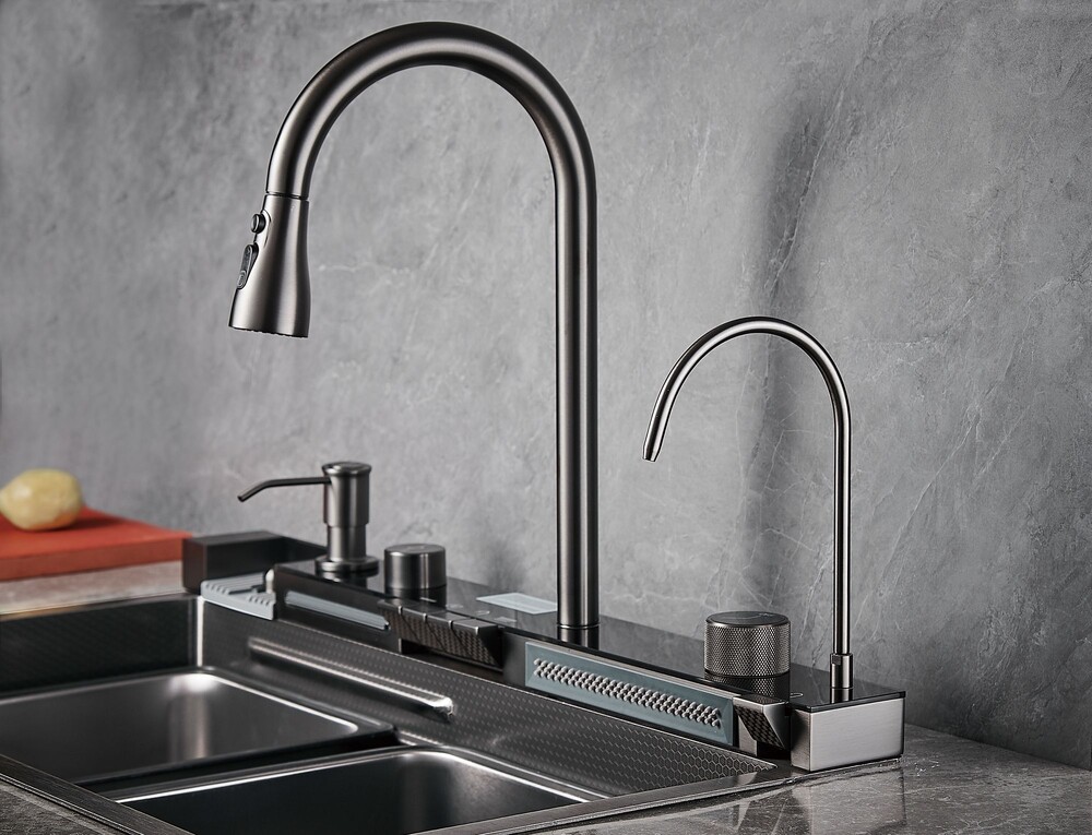 S-SC001Q Мойка для кухни р-р: 750х460х220мм прямоугольная, графит (2 места)