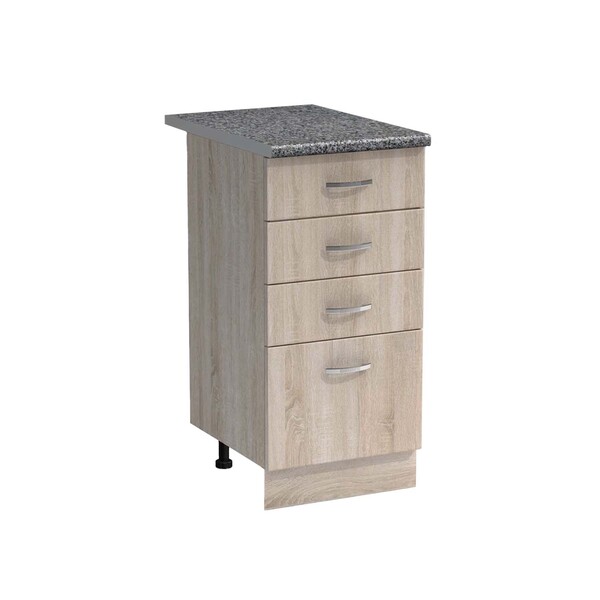 Рабочий стол 40 цвет Дуб сонома (3+1 ящик) столешница Гранит SANTREK HOME (ЛДСП)