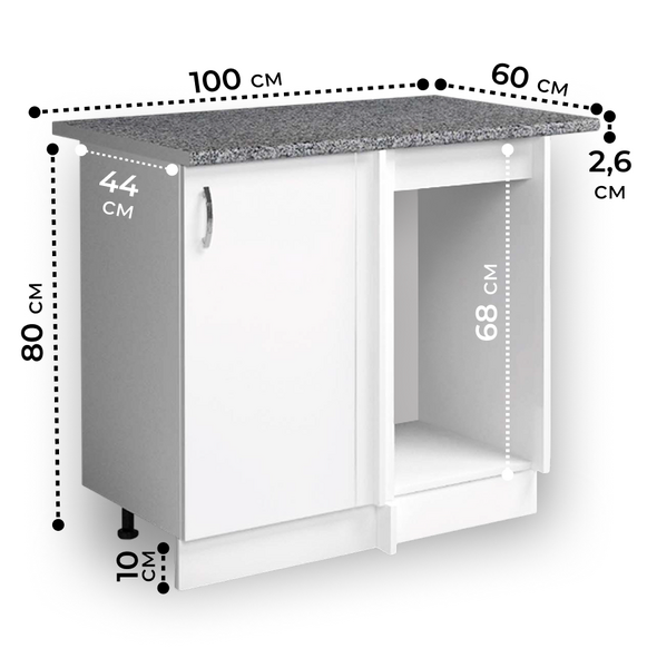 Рабочий стол угловой универсальный 100 цвет Белый столешница Гранит SANTREK HOME (ЛДСП)
