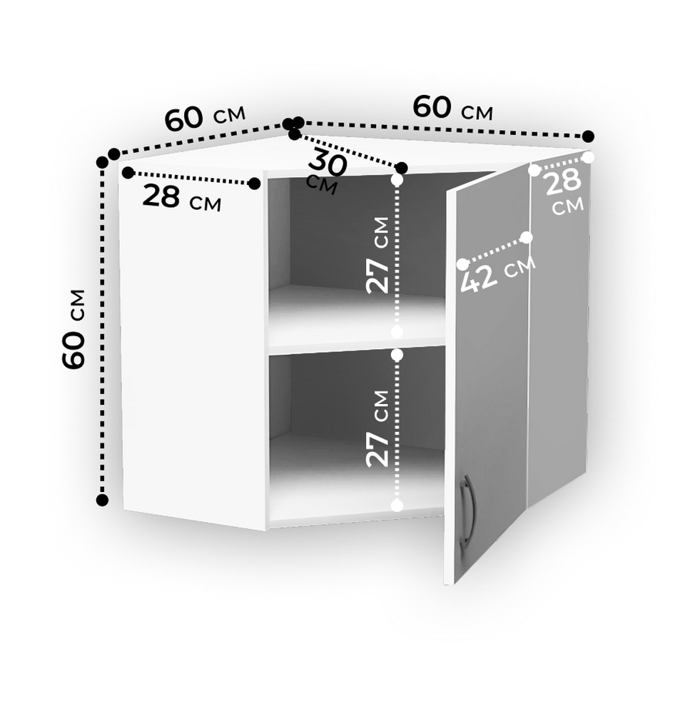 Шкаф угловой 60*60 цвет Белый SANTREK HOME (ЛДСП)