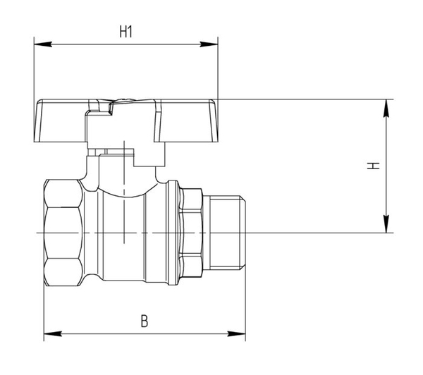 Кран вода 11Б27п1 ДУ-20 3/4 г/ш бабочка НИКЕЛЬ БОЛОГОЕ